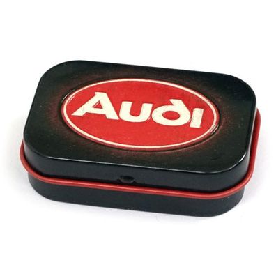 Audi Pillendose Logo Audi Pflaume Oval Stahlblech Dose Nostalgie A8-8023