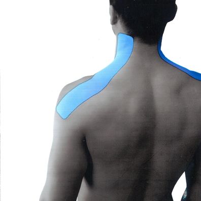 LUXTRI Kinesiologie-Tape 2 Streifen vorgeschnitten Schulter Nacken 20x5cm Blau