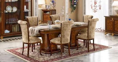 Stühle Küche 6x Stuhl Set Textil Polster Sitz Holz Esszimmer Garnitur Esszimmer