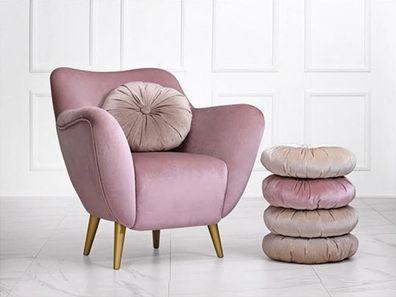 Sessel Lehnstuhl Ohrensessel 1 Sitzer Sitz Stoff Luxus Wohnzimmer Modern Rosa