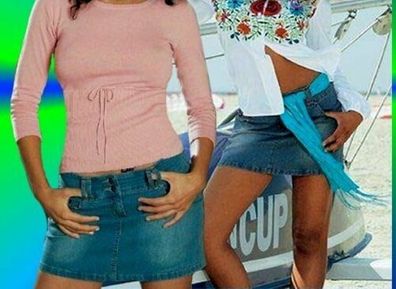 SeXy Miss Damen Girly Trendy Hüft Jeans Mini Rock Flashlights retro 32 34 36 NEU