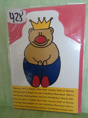 Teddy-Bär-König grüßt international Weihnachtsgrußkarte mit Umschlag