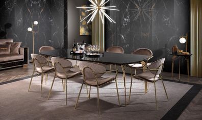 Esstisch Design Möbel Italien Luxus Esszimmer Tisch Esstische Marmor Edelstahl