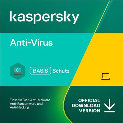 Kaspersky Anti-Virus 2023 1 PC 1 Jahr Download Versand per Email Basis-Schutz