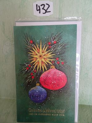 edle alte Weihnachtsgrußkarte & Umschlag Weihnachtskugeln