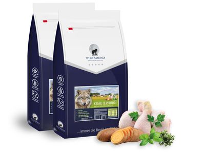 Hundefutter 24kg (2x12kg) Kräuterhuhn mit Süßkartoffeln | Getreidefrei