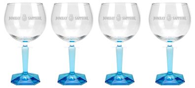 Bombay Sapphire Ballon Cocktail Gin Glas MUSTER NUR BUNT Set - 4x Gläser Gingla