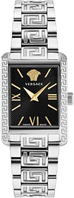 Versace VE1C00822 Tonneau schwarz silber Edelstahl Armband Uhr Damen NEU