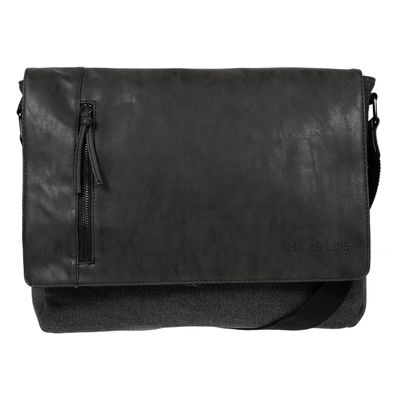 Messenger Bag Herren Damen Umhängetasche Tasche Canvas mit Überschlag Schwarz