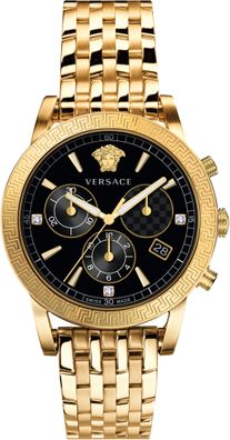 Versace VELT00919 Sport Tech Diamond Chrono schwarz gold Edelstahl Damen Uhr NEU