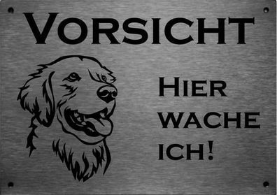 Hundewarnschild Edelstahl Warnschild Golden Retriever