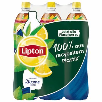 6 Flaschen Lipton Ice Tea Lemon PET inc. 3,00€ EINWEG a 1,5 L Zitrone