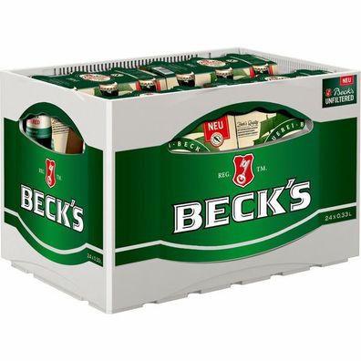 Becks unfiltered Vol. 4,9 % 0,33 L Flasche, 24er Pack (4x6x0,33 L) Mehrweg-Pfand