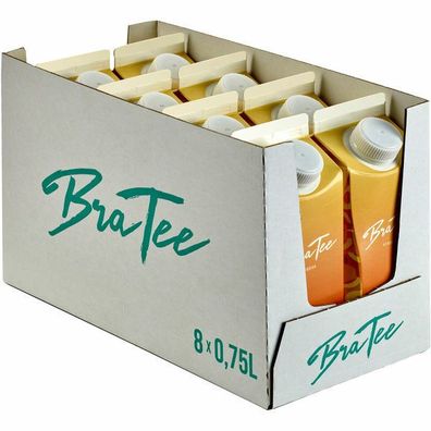 BraTee Pfirsich Eistee 0,750 L Packung, 8er Pack (8x0,75 L)