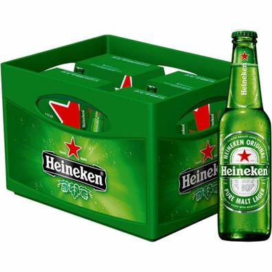 Heineken Bier 5 % Vol. 0,33L Flasche, 24er Pack (4x6/0,33L) Mehrweg Pfand