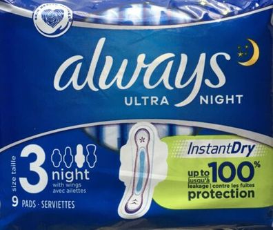 Always Ultra Night Gr.3 - normal + Flügel - 9 Stück/ Packung