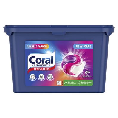 Coral Waschmittel All in 1 Caps Optimal Color 16 WL 0,339 kg Packung 4er Pack