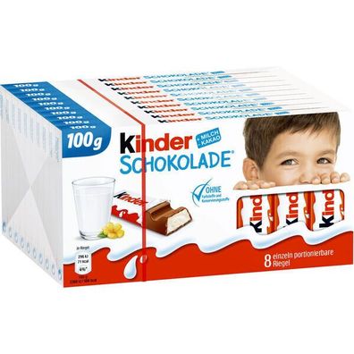 Ferrero Kinder Schokolade 10x100 g Tafel/ 8 Riegel