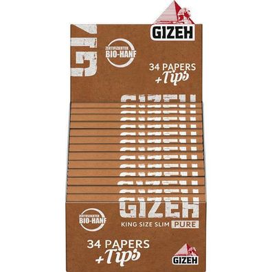 GIZEH PURE King Size Slim + Tips 25x34 Bl Pg.