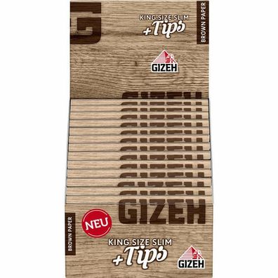 Gizeh BROWN King Size Slim + Tips Zigarettenpapier Blättchen Papers 26x34 Bl Pg.