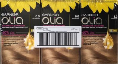 Garnier Olia Dauerhafte Haarfarbe 8.0 Naturblond 3-er Pack