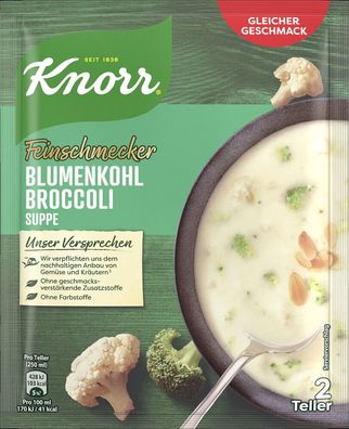Knorr Feinschmecker Blumenkohl Broccoli Suppe 48g Beutel, 13er Pack (13x48g)
