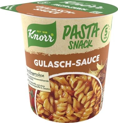 Knorr Pasta Snack Gulasch-Sauce mit leckeren Nudeln 60g Becher, 8er Pack (8x60g)