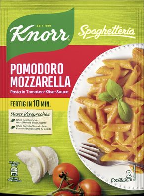 Knorr Pomodoro Mozzarella Pasta in Tomaten-Käse-Sauce 163g, 10er Pack (10x163g)