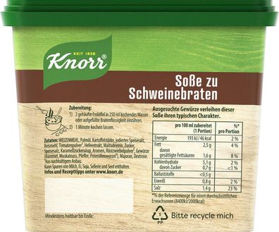 Knorr Soße zu Schweinebraten 234g Dose, 6er Pack ( 6x234g )