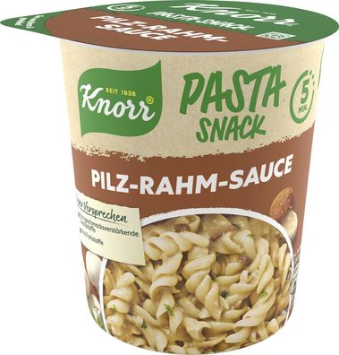 Knorr Pasta Snack Pilz-Rahm-Sauce 63g Becher, 8er Pack (8x63g)