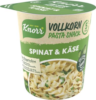 Knorr Vollkorn Pasta Spinat & Käse 60g Becher, 8er Pack (8x60g)