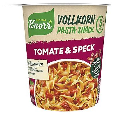 Knorr Vollkorn Pasta Snack Tomate & Speck 57g Becher, 8er Pack (8x57g)