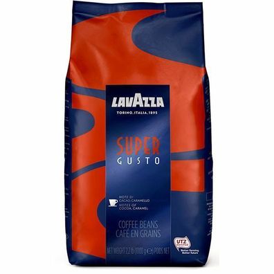 Lavazza Super Gusto (60 % Arabica, 40 % Robusta) Bohnen 6x1000g Pg.