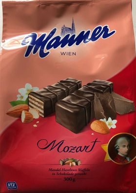 Manner Mandel-Haselnuss Mignon Mozart Waffeln 300 g Beutel, 5er Pack (5x300g)
