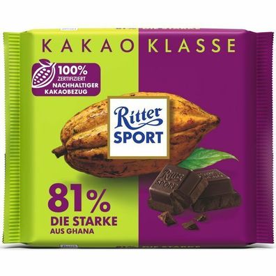 Ritter Sport Kakao Klasse 81% Die Starke 100g Tafel 12er Pack (12x100 g)