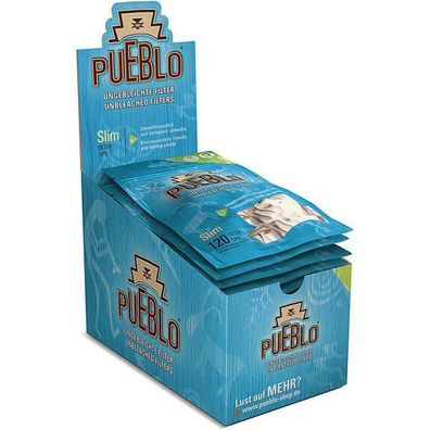Pueblo Slim Filter Ungebleicht 6mm, 10x120 Stück-Packung.