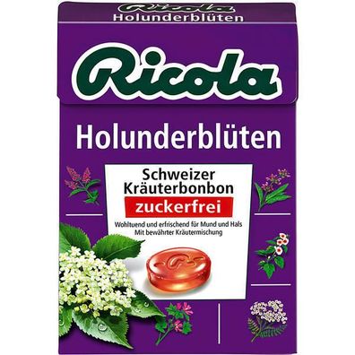 Ricola Holunderblüten ohne Zucker, Bonbons, 20x50 g Bx.