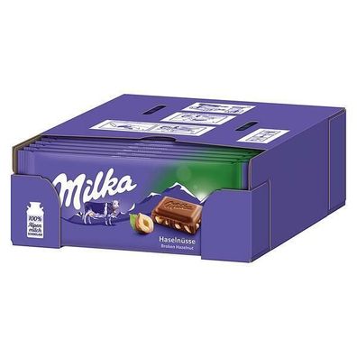 Milka Haselnuss - Schokolade - 22x100 g Tafeln