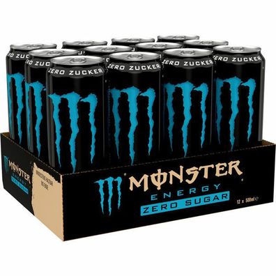 Monster Energy Drink 'Absolutely Zero' 12 x 0,5l Dose (Zuckerfrei) Einweg-Pfand