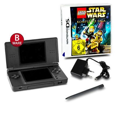 DS Lite Handheld Konsole schwarz#70B + Kabel + Lego Star Wars die komplette Saga