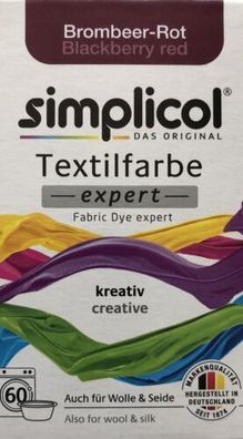 Simplicol Textilfarbe expert - Brombeer Rot - auch für Wolle & Seide - 150 gr