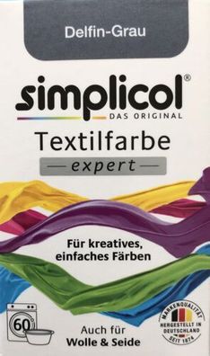 Simplicol Textilfarbe Expert - Delfin Grau - auch für Wolle & Seide - 150 gr