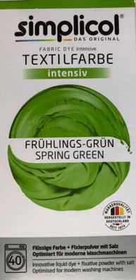 Simplicol Textilfarbe intensiv all in 1 -Flüssige Rezeptur "Frühlings-Grün Neu!