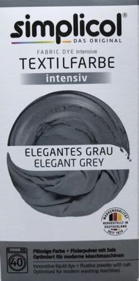 Simplicol Textilfarbe intensiv all in 1 -Flüssige Rezeptur "Elegantes Grau Neu!
