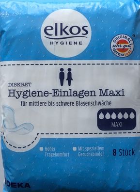elkos Hygiene-Einlagen Maxi 8 Stück Packung 6er Pack (8x6)