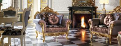 Art déco Design Sessel Textil Wohnzimmer Lounge Neu Luxus Design Möbel Stühle