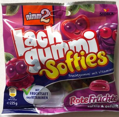 Nimm 2 Lachgummi Softies Rote Früchte saftig und gefüllt 225g Beutel, 18er Pack
