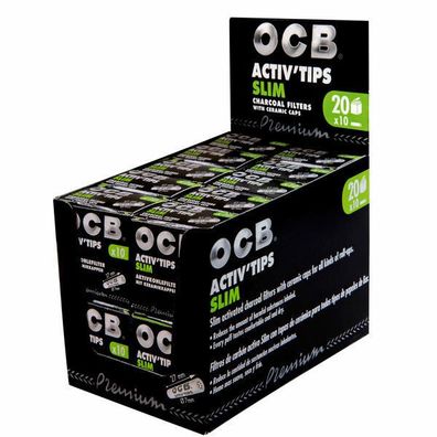 OCB Activ Tips Slim, 7 mm Aktivkohle-Filter 20x10St Pg.