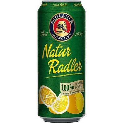 Paulaner Natur Radler 2,5 % Vol. 0,5 L Dose, 24er Pack (24x0,5 L) Einweg-Pfand