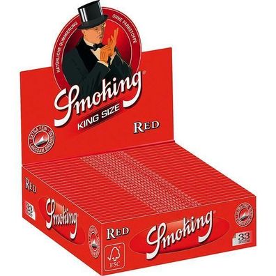 Smoking King Size Red Drehpapier/ Blättchen/ Zigarettenpapier 25x33 Bl Pg.